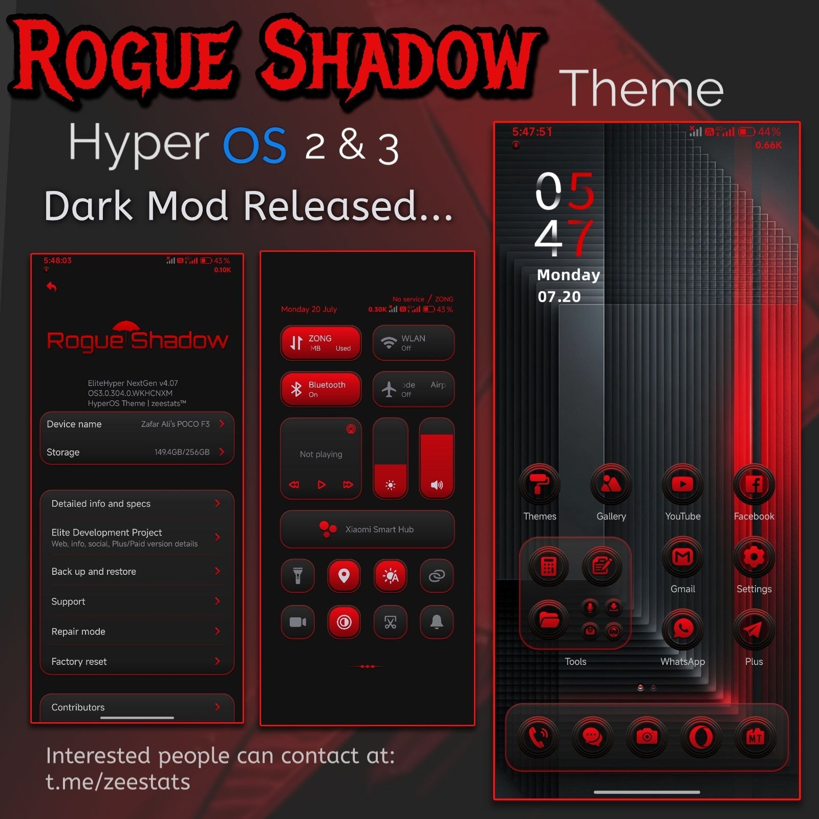 Тема HyperOS Rogue Shadow
