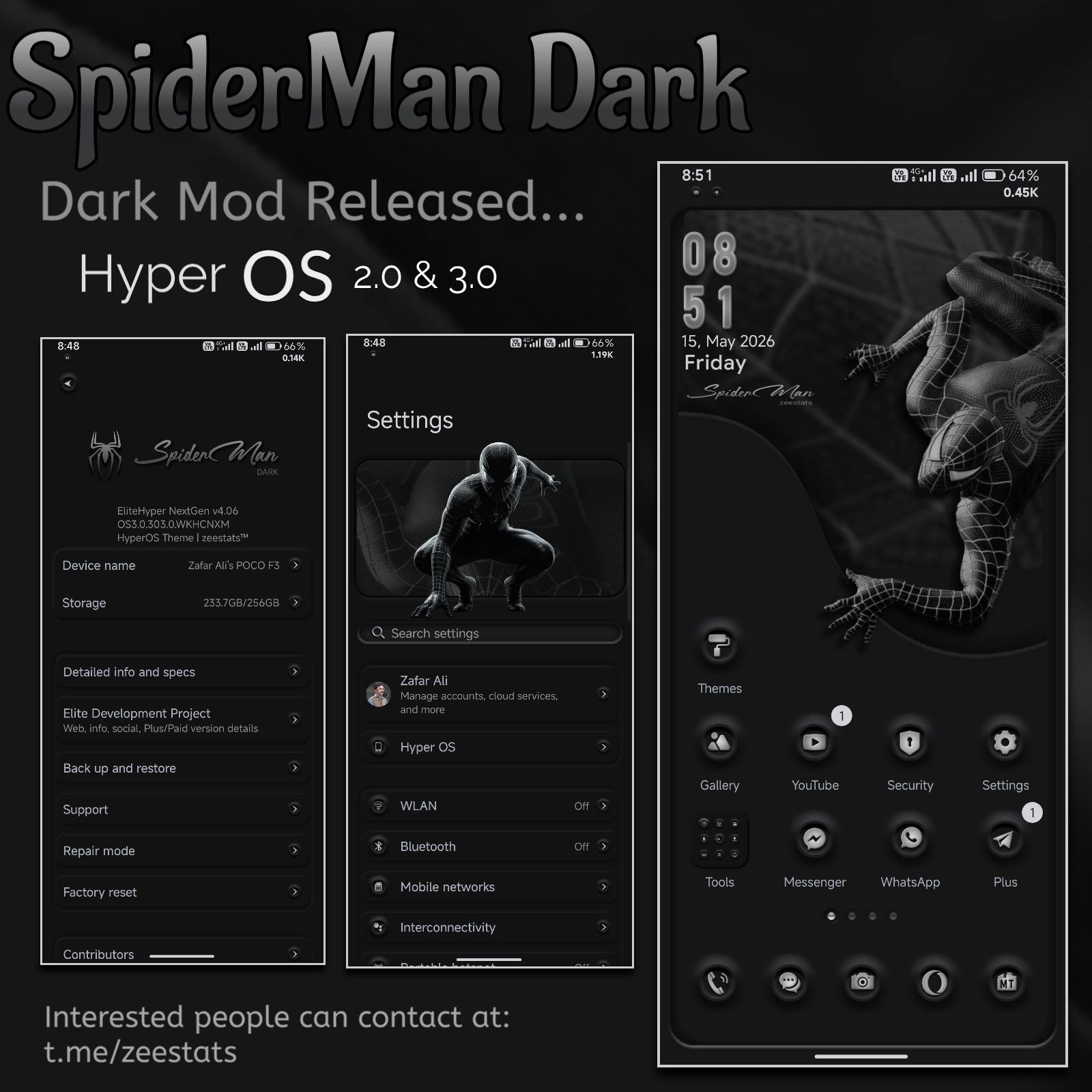 Тема HyperOS SpiderMan Dark